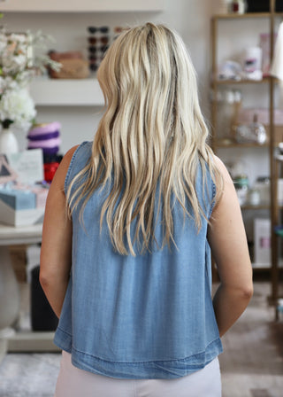 Denim Button Tank Top
