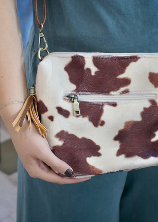 Dylan Tassel Crossbody - Cow