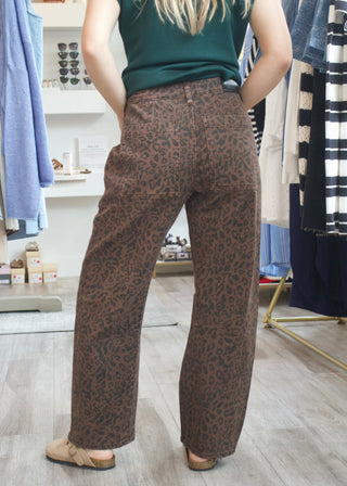 Lasso Barrel Fit Jean - Brown Leopard