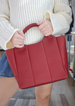 Maddox Paneled Satchel Bag - Merlot