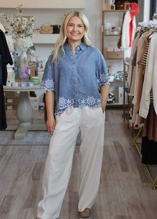 Ansel Shirt - Tencel Embroidered