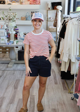 Junie Striped Tee - Lychee