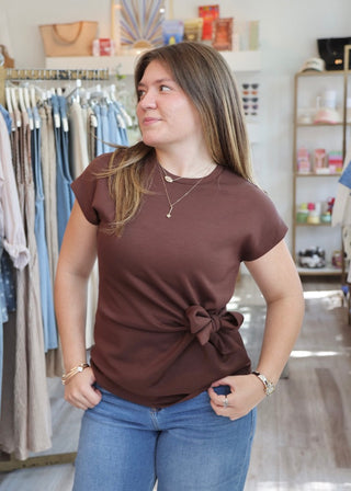 Tie Detail Top - Brown