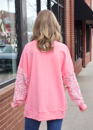 Nutcracker Velvet Sequins Sweatshirt - Pink