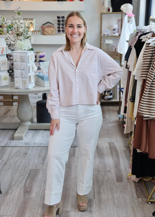 Cropped Adrianna Shirt - Mojave Stripe