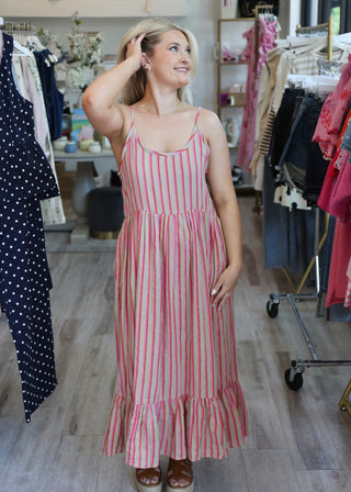 Iafoxa Midi Dress - Azalea Stripe
