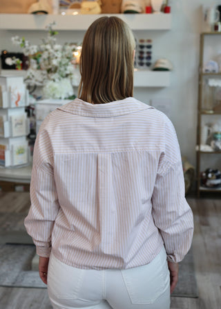 Cropped Adrianna Shirt - Mojave Stripe