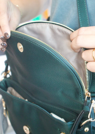 Aubree Flapover Crossbody Bag - Dark Emerald
