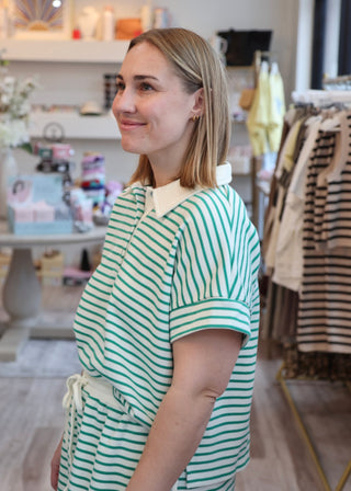 All About Stripe Set Top - Green