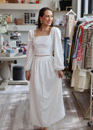 Bria Eyelet Top - White