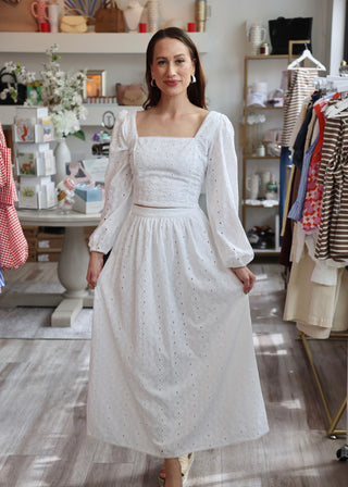 Bria Eyelet Skirt - White