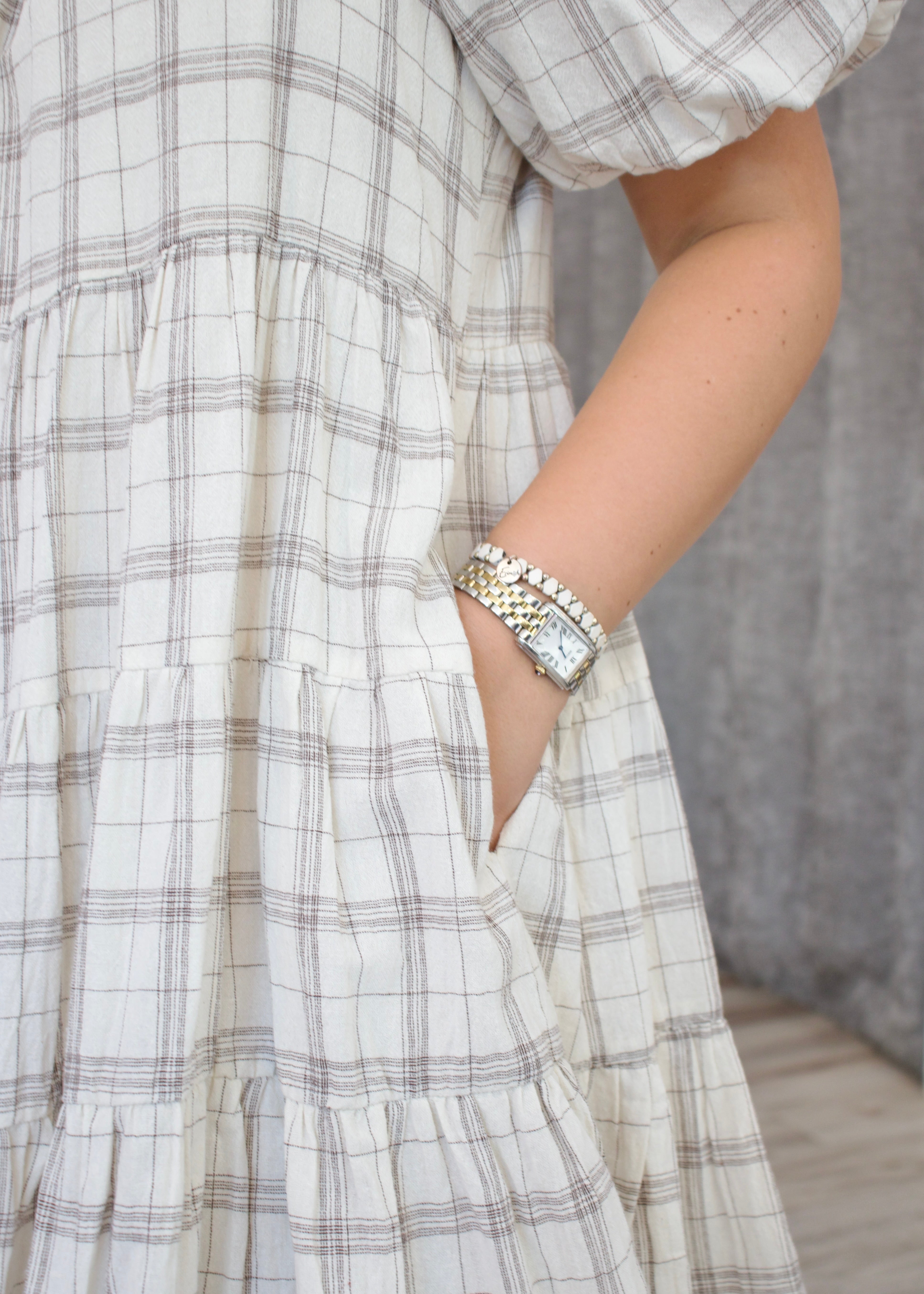 plaid tiered mini dress Softly Spoken Plaid Tiered Mini Dress