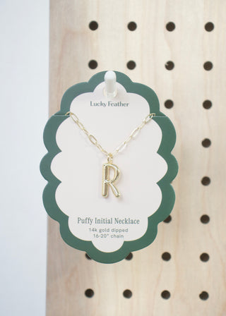 Puffy Letter Initial Necklace
