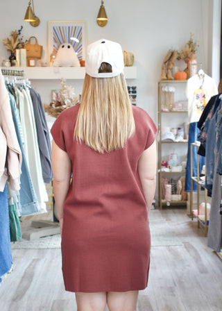 Mock Mini Pullover Dress - Chocolate