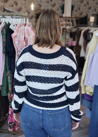 Alani Novelty Sweater - Navy Cream