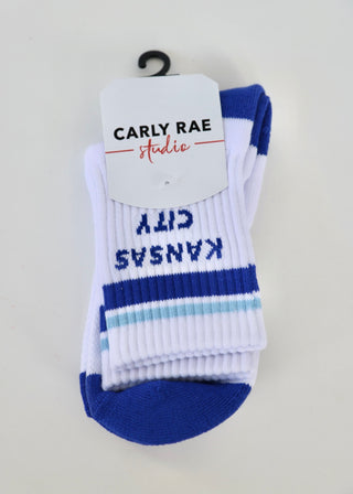 KC Socks - White w/ Blue
