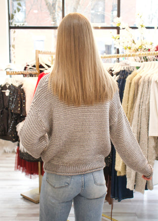 Stripe Raw Edge Sweater - Grey