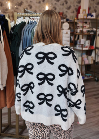 Bow Pattern Cardigan - Off White