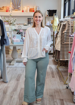 Solid MR Cuff Denim - Seafoam