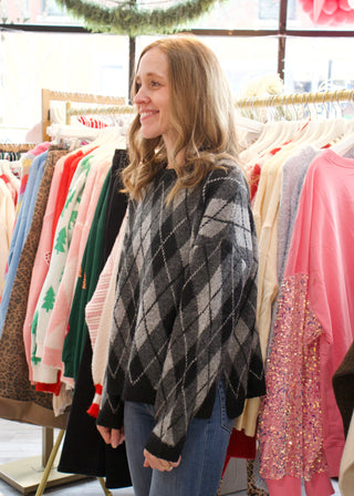 Argyle Knit Sweater - Charcoal
