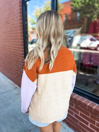 Colorblock Reverse Sweater - Lavender