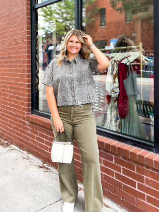 Fiona High Rise Denim - Olive Branch