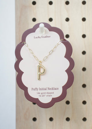 Puffy Letter Initial Necklace