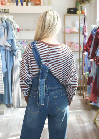 Stripe Exposed Knit Top - Blue