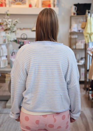 Mini Striped Piper Cardigan - Light Blue