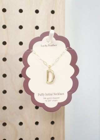 Puffy Letter Initial Necklace