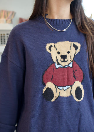 Teddy Bear Sweater - Navy