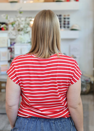 Striped Tie Top - Red