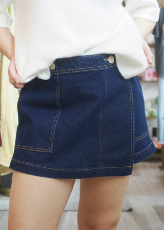 Denim Wrap Mini Skort
