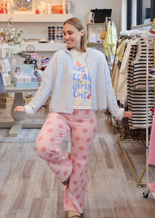 Mini Striped Piper Cardigan - Light Blue