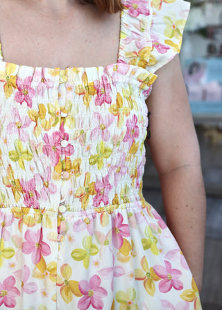 Sadie Tiered Dress - Pink Lemonade Blossom