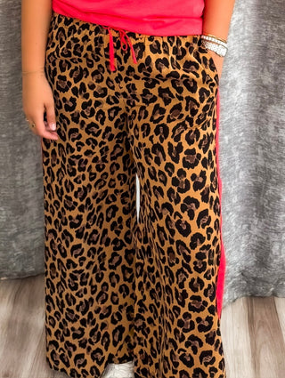 Leopard Drawstring Pants - Natural
