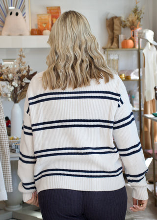 Boyfriend Striped Cardigan - Crystal