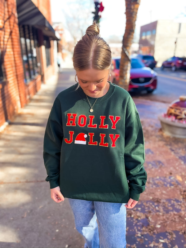 Holly Jolly Patch Sweatshirt - Forest