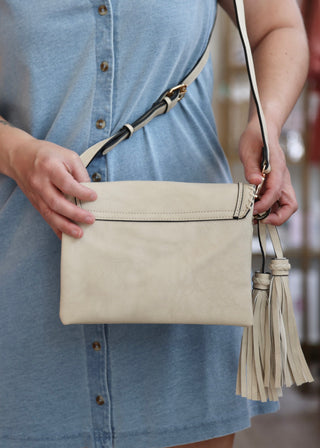 Sloane Flapover Crossbody - Greige