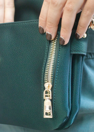 Aubree Flapover Crossbody Bag - Dark Emerald