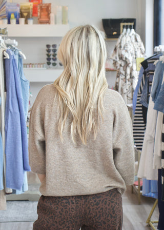 Heathered Boxy Pullover - Oatmeal