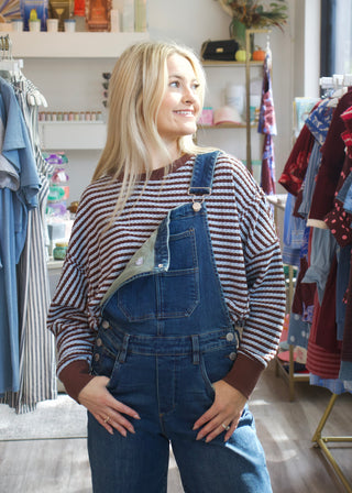 Stripe Exposed Knit Top - Blue