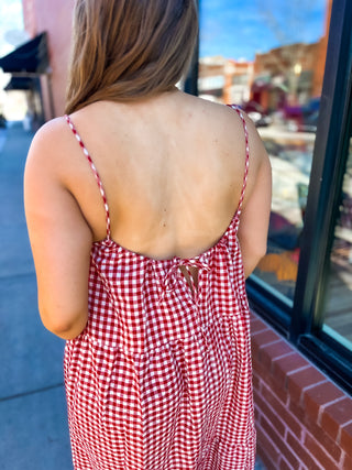 Red Hot Gingham Maxi Dress