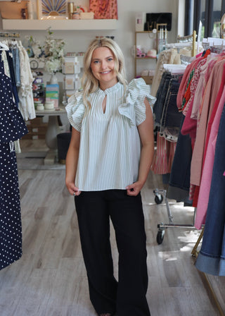 Stripe Ruffle Blouse - Mint