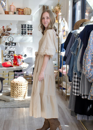 Textured Linen Midi Dress