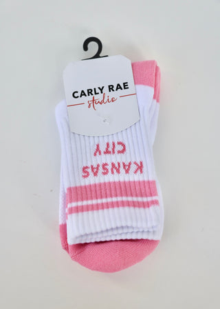 KC Socks - White w/ Pink