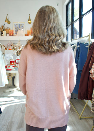 Pumpkins Lace Bow Sweater - Dusty Coral