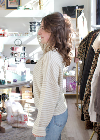 Mini Striped Piper Cardigan - Cream