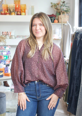 Whimsy Polka Dot Top - Chocolate