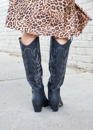 Inlay Western Boots - Black